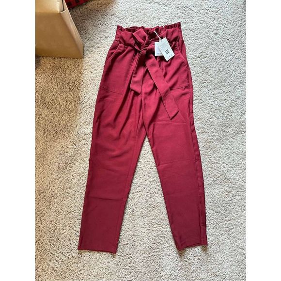 Grace Karin Pants - Grace Karin NWT High Waisted Paper-bag Trousers Cabernet